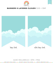 Load image into Gallery viewer, Banners 8 - Layered Clouds SVG Digital Cut Files
