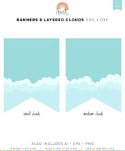 Load image into Gallery viewer, Banners 8 - Layered Clouds SVG Digital Cut Files
