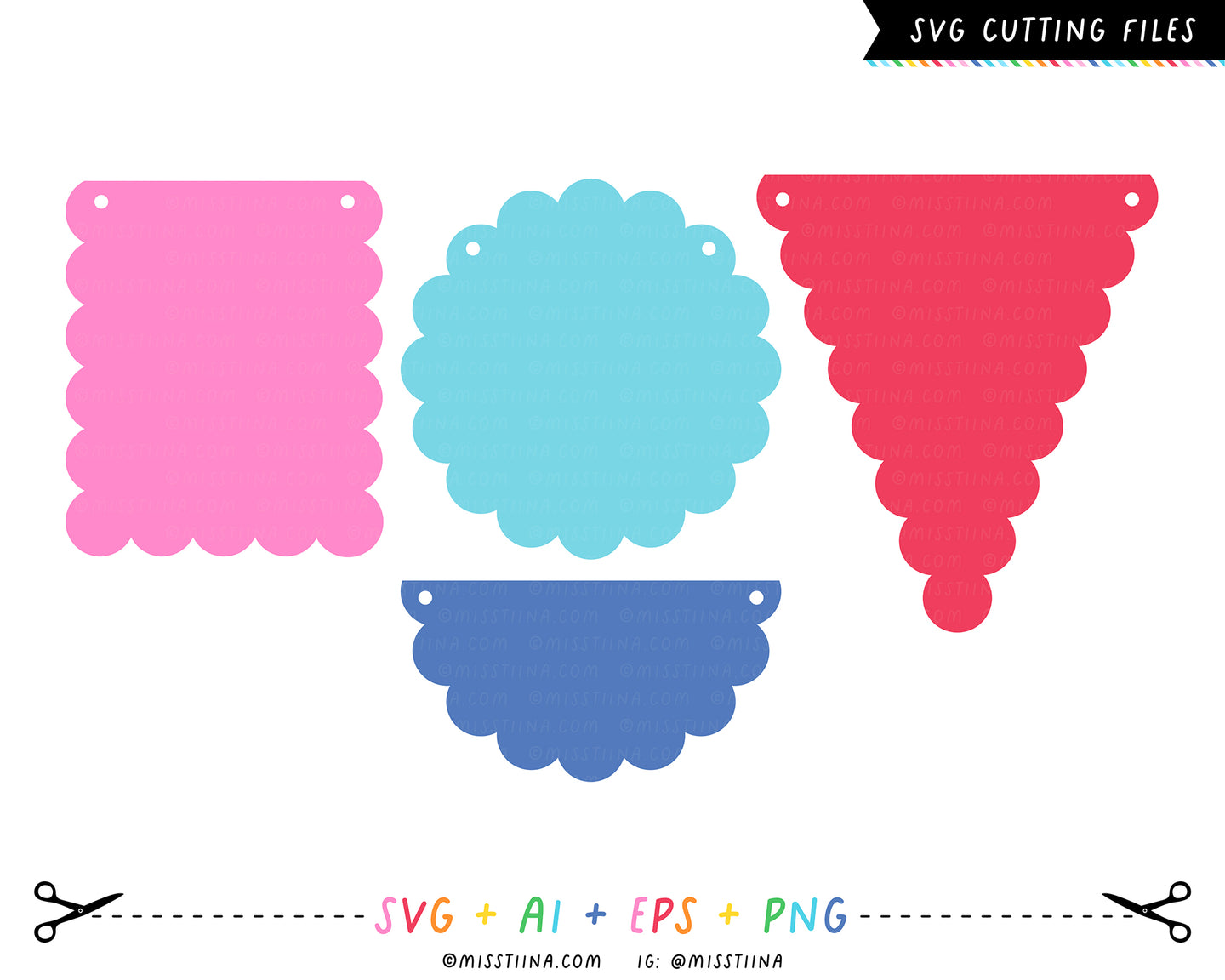 Banners 2 - Scalloped SVG Digital Cut Files