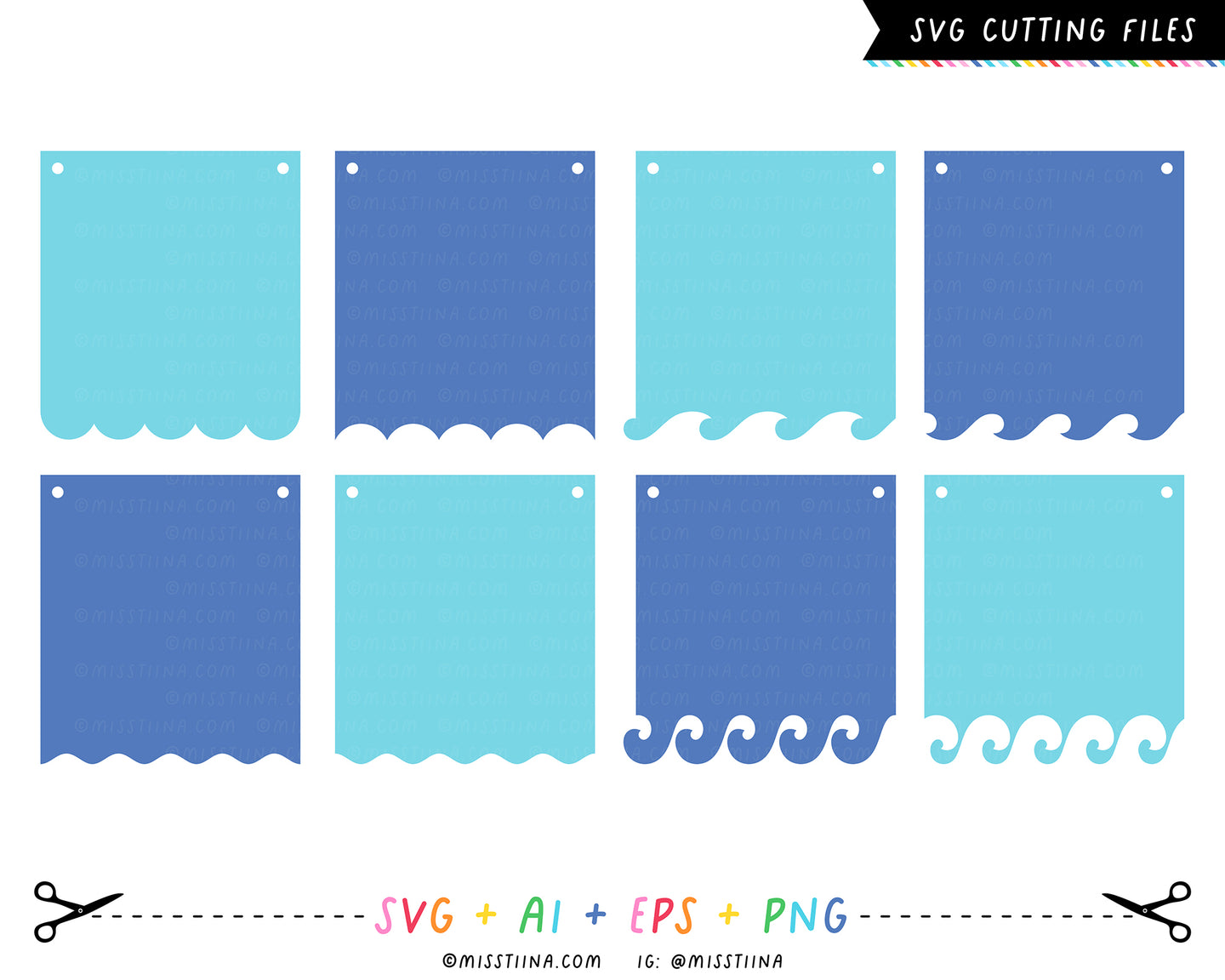 Banners 3 - Summer Waves SVG Digital Cut Files