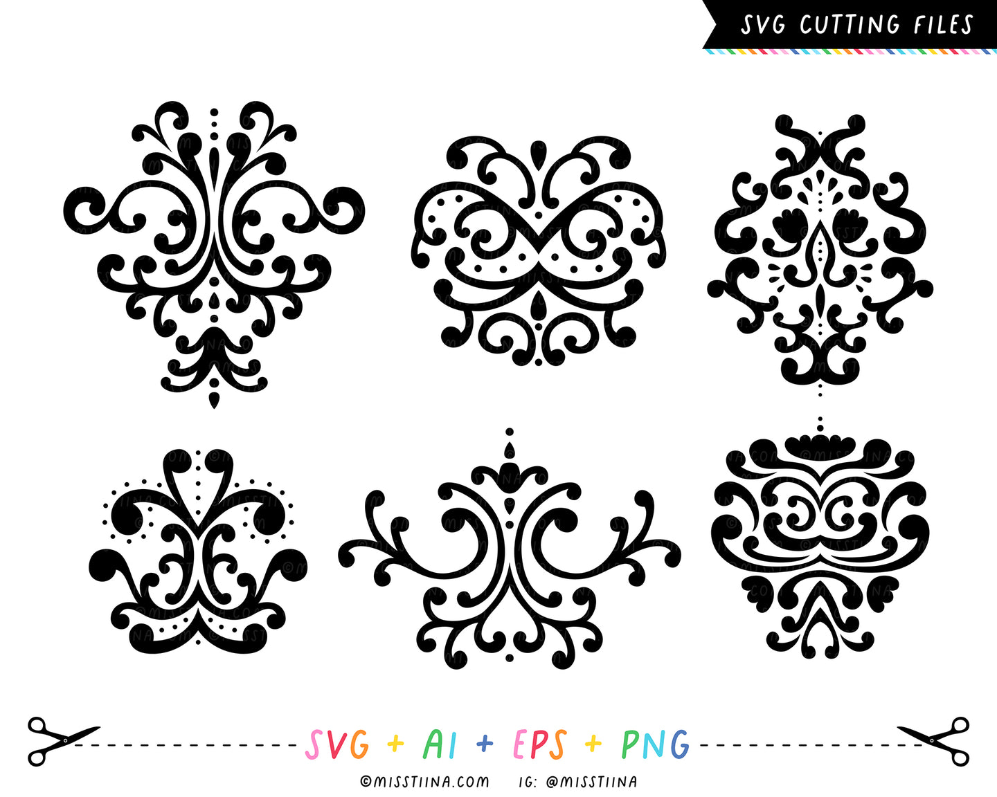 Damask SVG Digital Cut Files