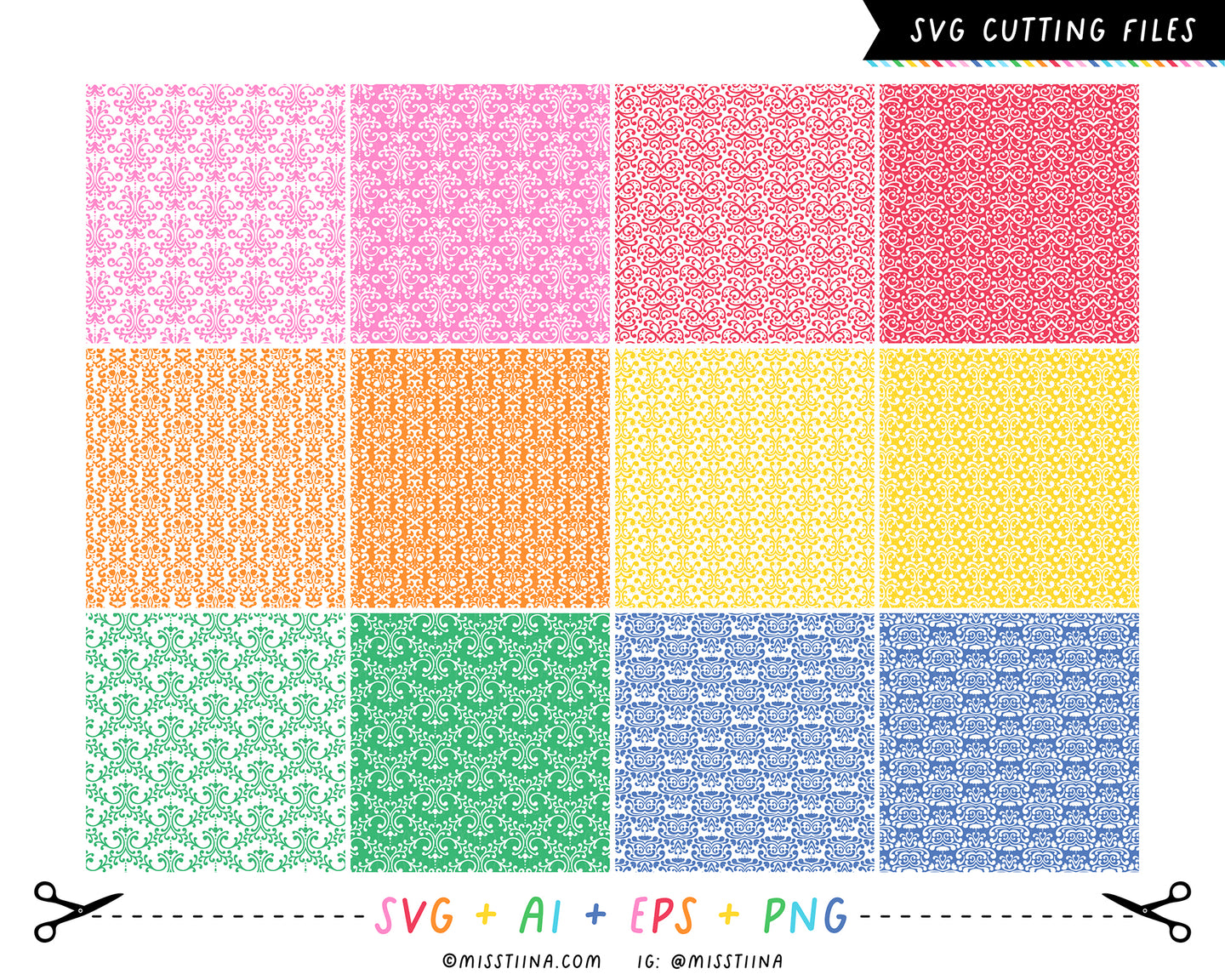 Damask Patterns SVG Digital Cut Files