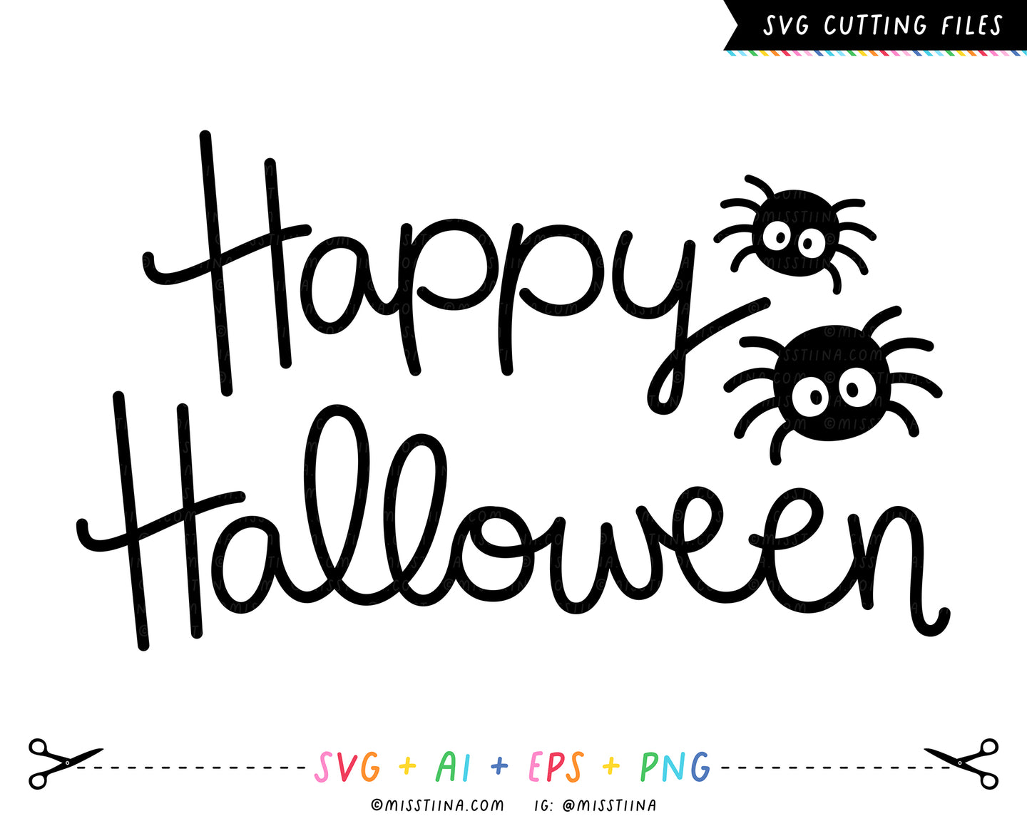 Happy Halloween Spiders SVG Digital Cut Files