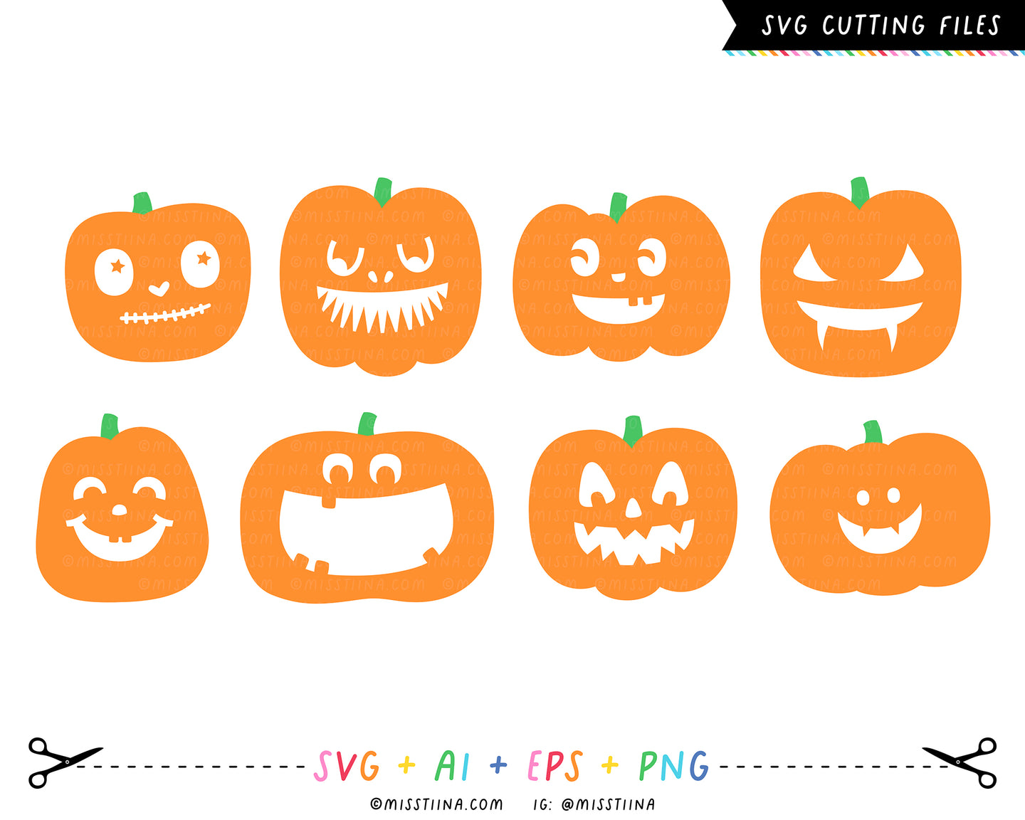 Jack-o-Lanterns SVG Halloween Pumpkins Digital Cut Files