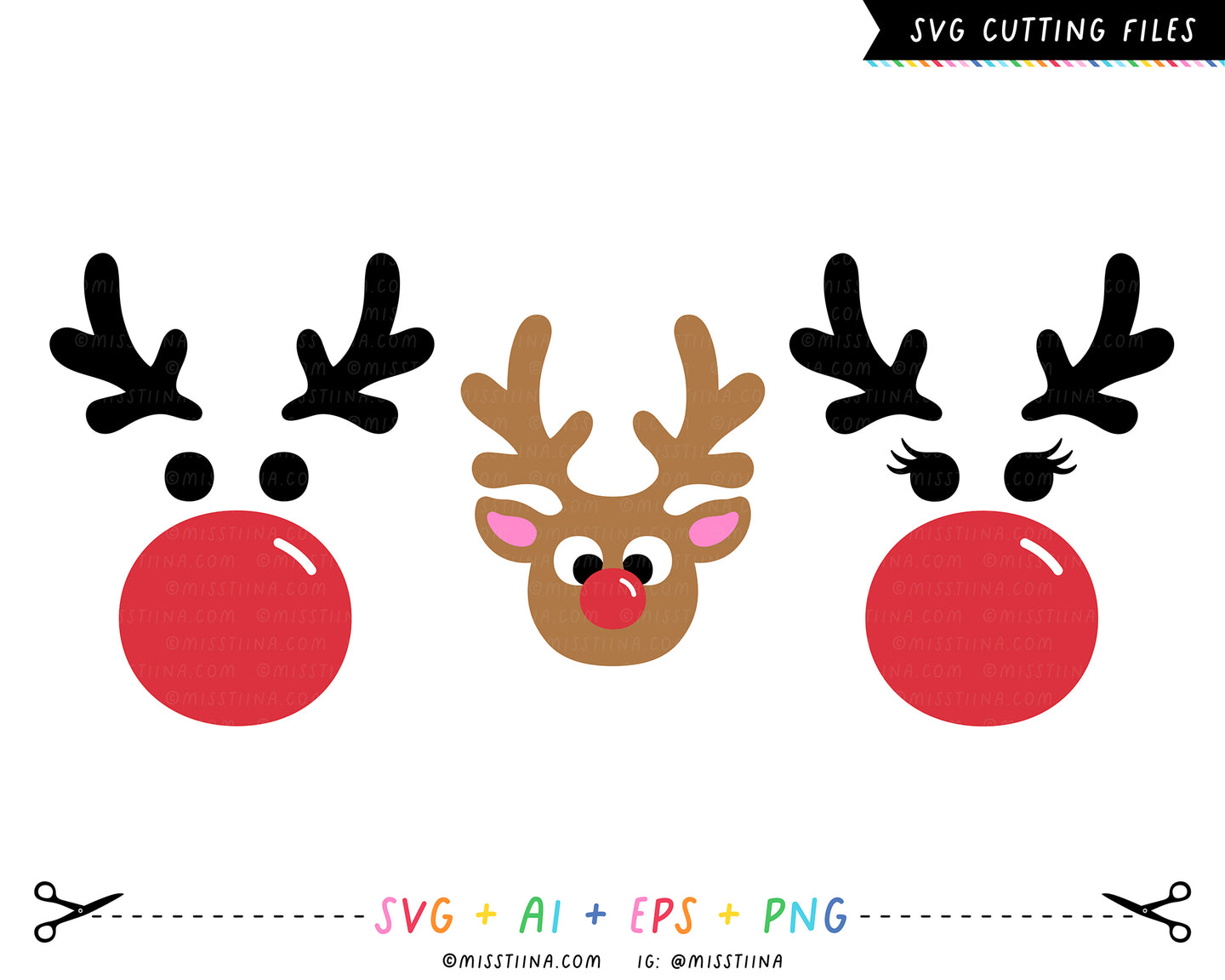 Reindeer Family SVG Digital Cut Files