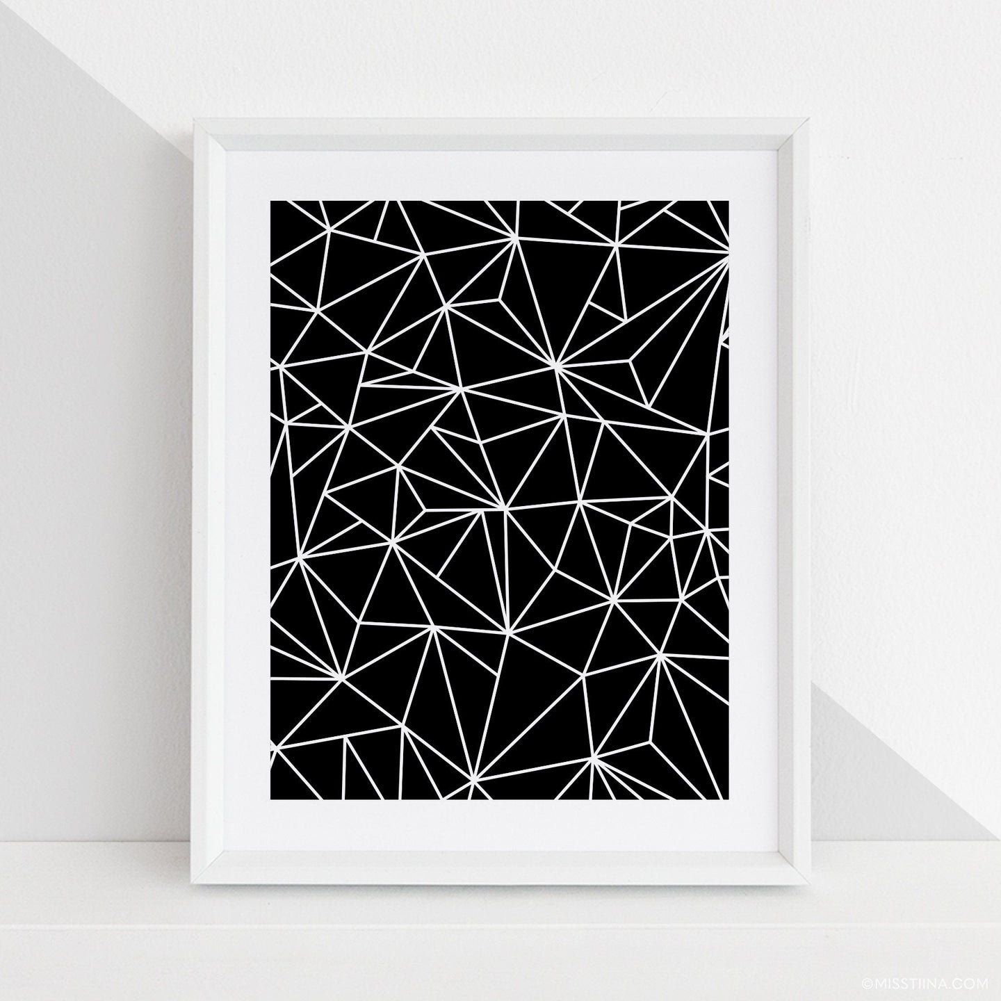 Geometric Triangles Black and White DIY Printable Digital Wall Art