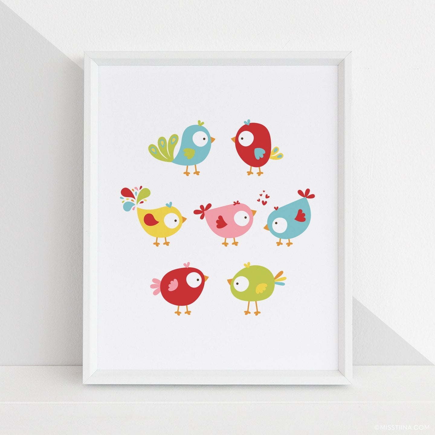 Feathered Birdies Rainbow DIY Printable Digital Wall Art