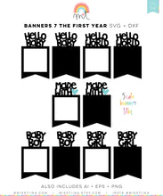 Load image into Gallery viewer, Banners 7 - Baby&#39;s First Year 1-12 Months + Weeks Photo Templates SVG Digital Cut Files
